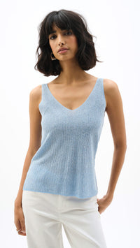 Joseph Ribkoff Metallic Knitted Camisole with Rhinestones
