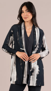 Double Loop Cardigan-Graphite Water Colour