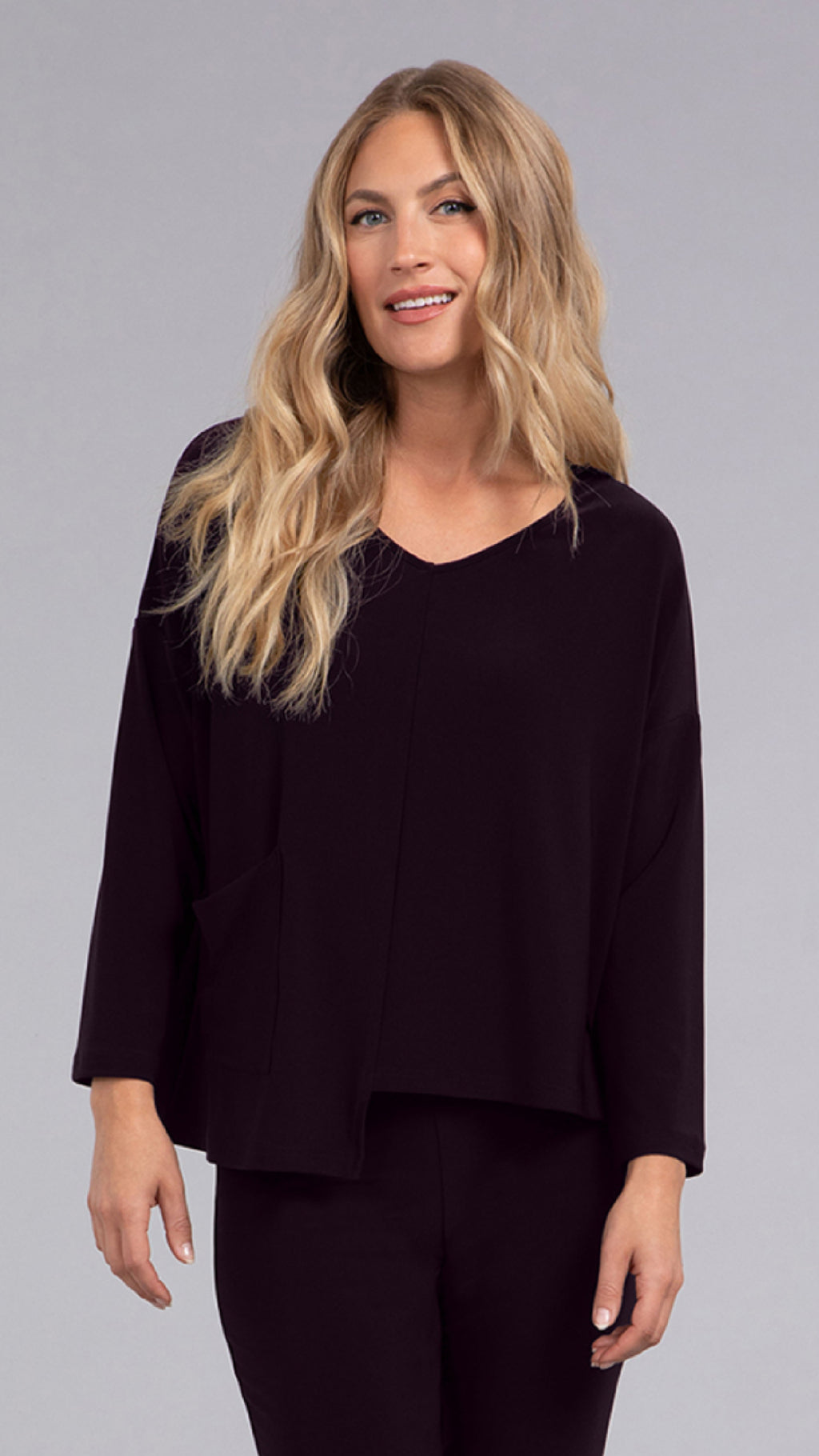 Etch V-Neck Top, Long Sleeve (Sale)