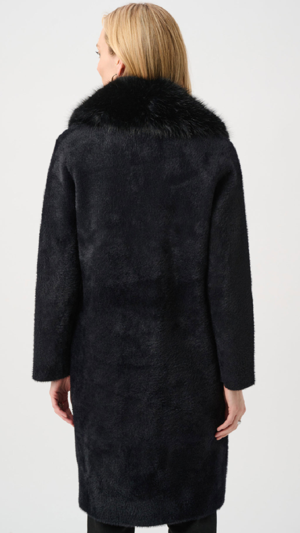 Joseph Ribkoff Feather Yarn Coat With Detachable Faux Fur Collar