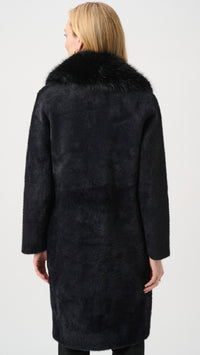 Joseph Ribkoff Feather Yarn Coat With Detachable Faux Fur Collar