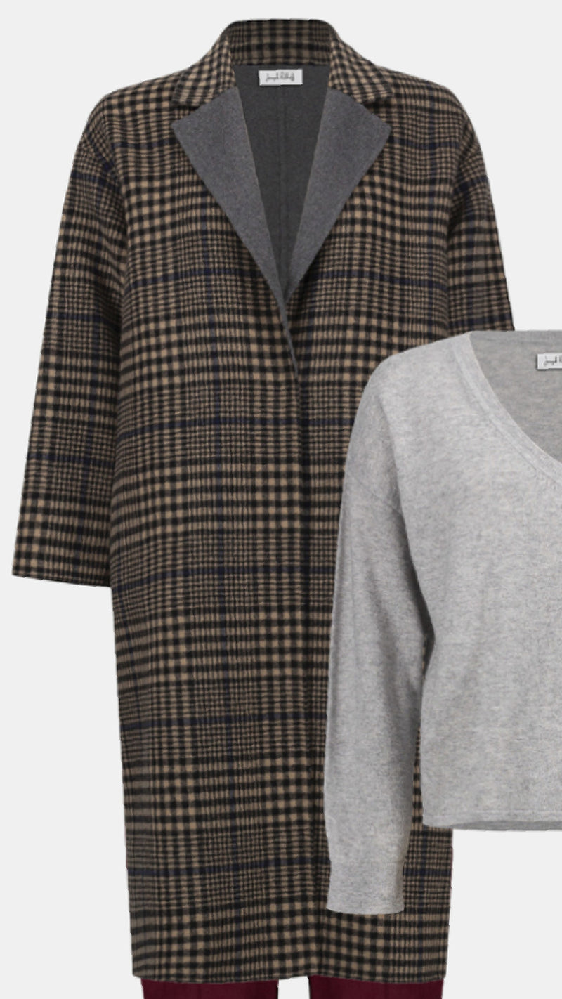 Joseph Ribkoff Wool Plaid Double-Faced Coat