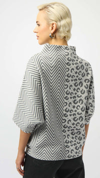 Joseph Ribkoff Jacquard Knit Mixed Print Boxy Sweater