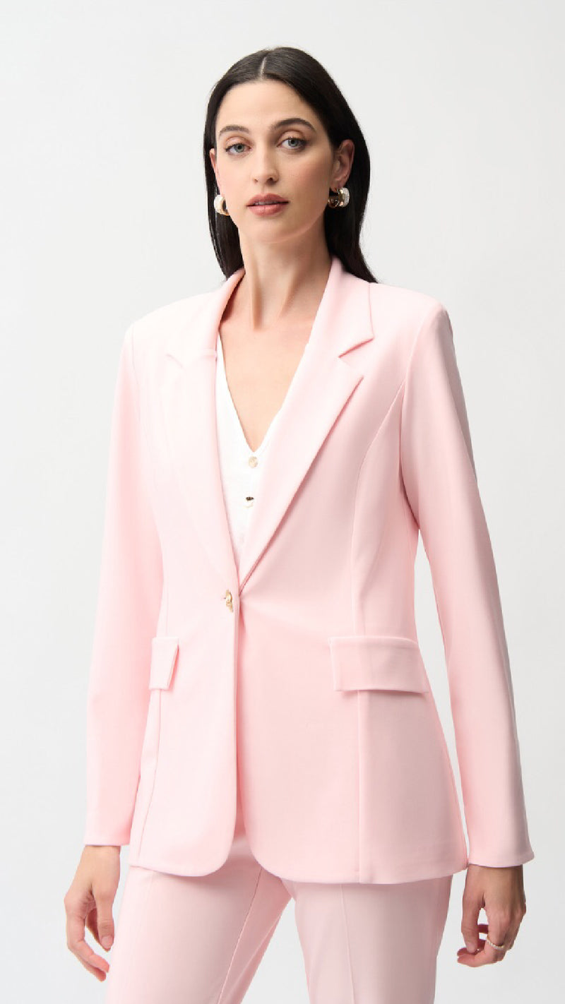 Joseph Ribkoff Silky Knit Fitted Blazer And Cropped Pull-On Pants With Gold Buttons