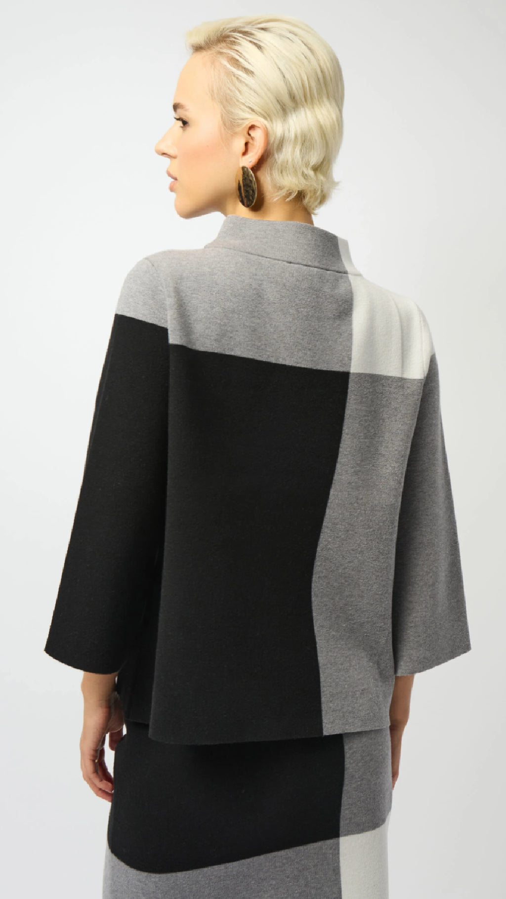 Joseph Ribkoff Jacquard Sweater Colour Blocked Skirt and Pullover Set