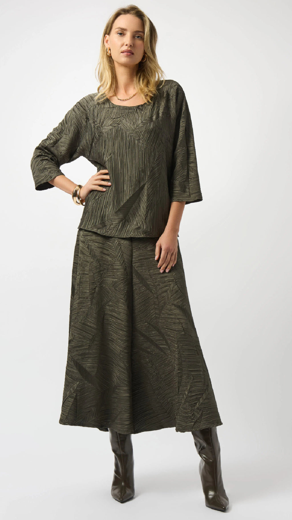 Joseph Ribkoff Pleated Satin Boxy Top
