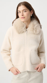 Joseph Ribkoff Detachable Faux Fur Collar Jacket