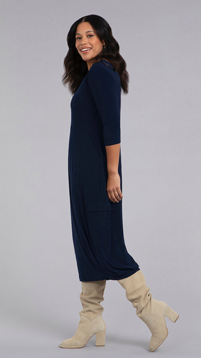 Pleat Hem Dress 3/4 Sleeve (Sale)