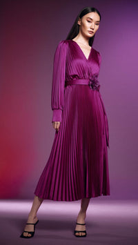 Joseph Ribkoff Satin Pleated Midi Dress (Sale)