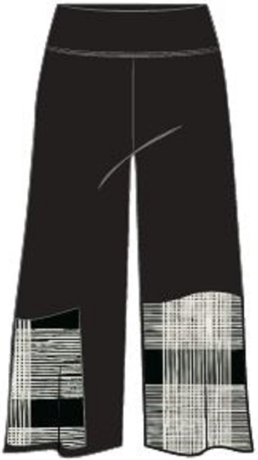 Wide Leg Crop, Block Print-Cashew Plaid