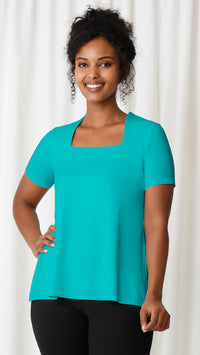 Square Neck Top, Short Sleeve (Sale)