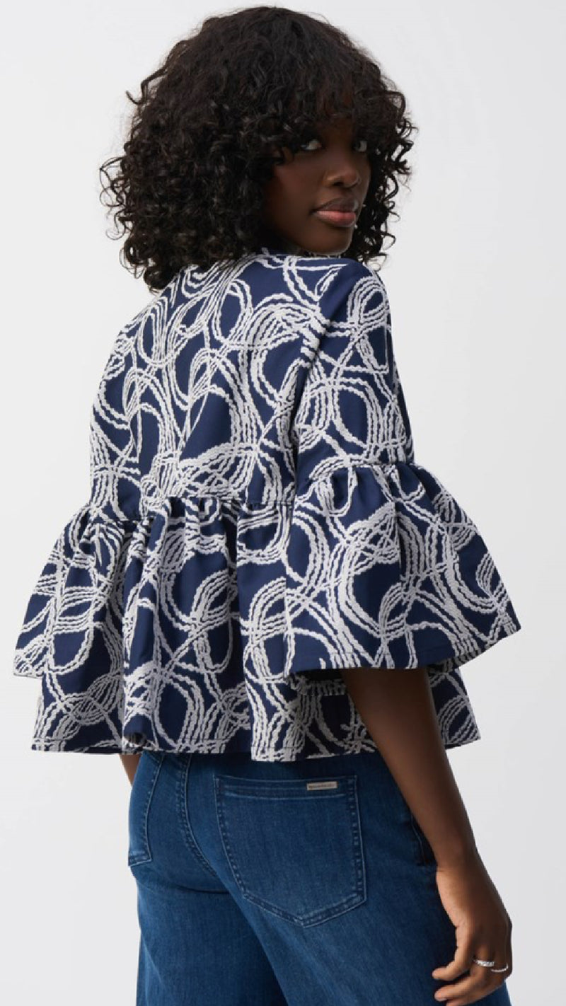 Joseph Ribkoff Abstract Jacquard Trapeze Jacket