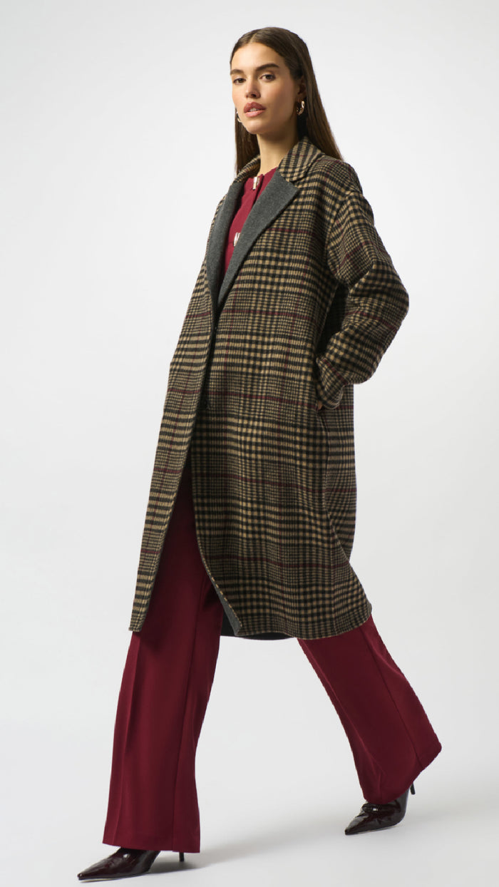 Joseph Ribkoff Wool Plaid Double-Faced Coat