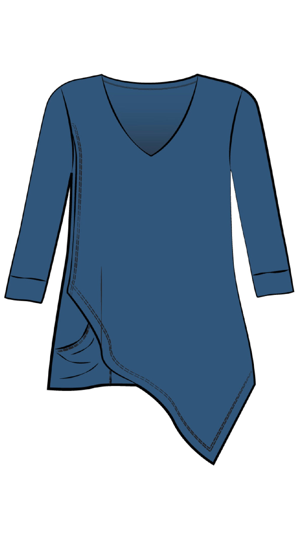Suitable Secret Pocket Top, 3/4 Length Sleeves