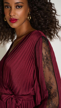 Joseph Ribkoff Signature Pleated Satin Fit & Flare Dress