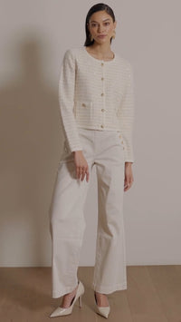 Joseph Ribkoff Sequined Sweater Knit Cardigan with Gold Buttons