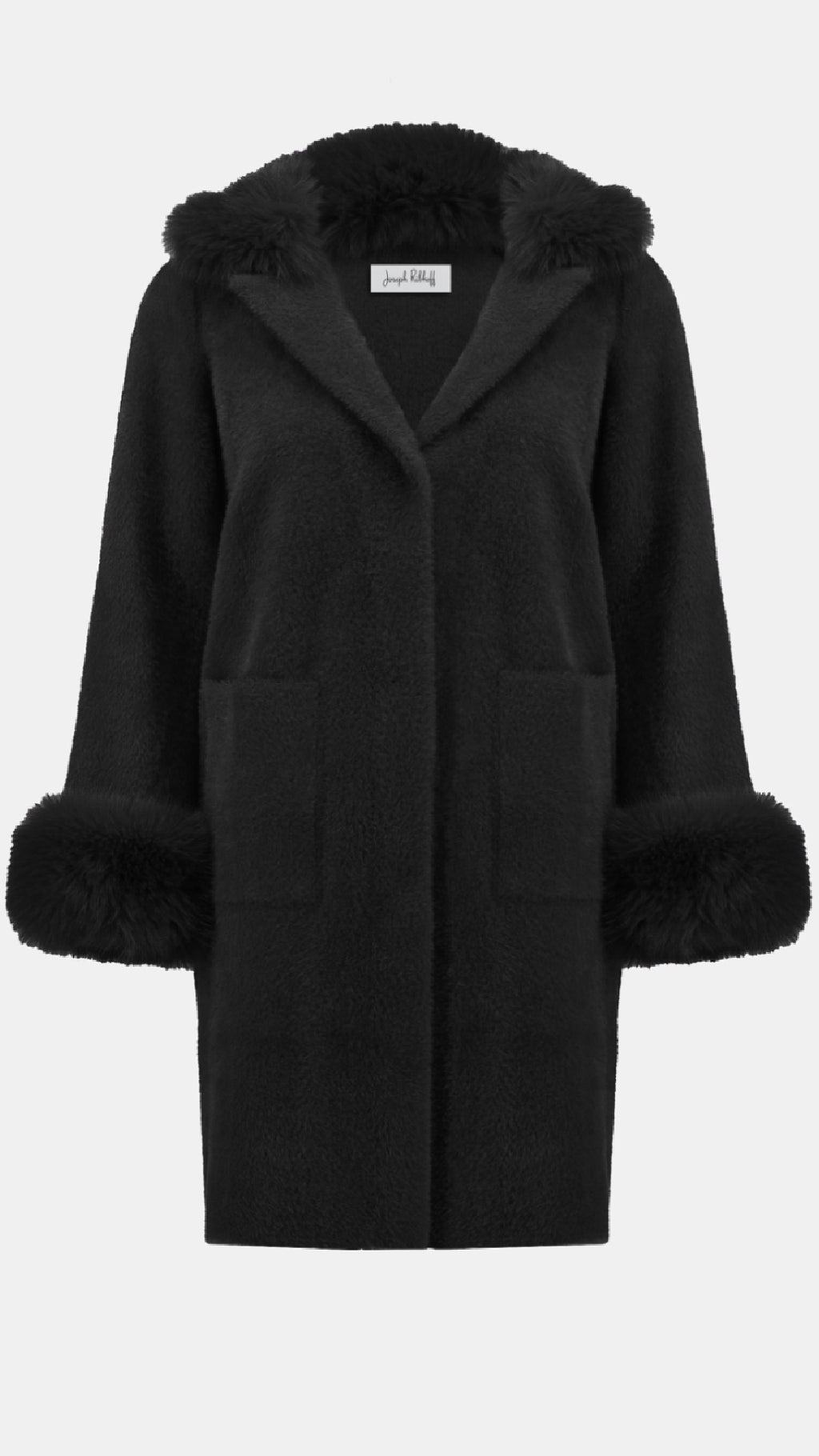 Joseph Ribkoff Feather Yarn and Faux Fur Sweater Coat (selected color on sale)