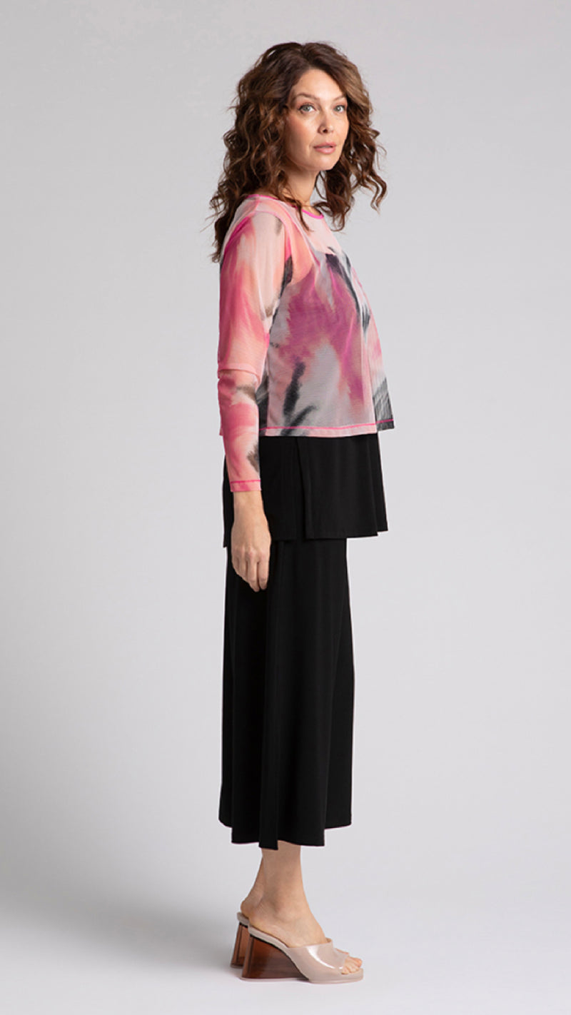 Mesh Go To Cropped T, Long Sleeve-Marble Print