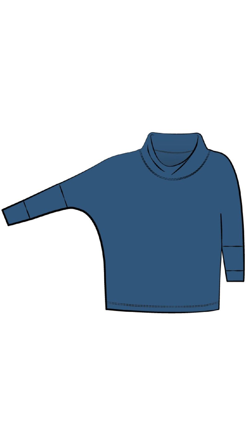 Slouch Sweat Shirt No Ties, 3/4 Sleeve