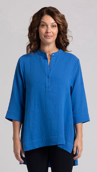 Cotton Gauze OverShirt, 3/4 Sleeve