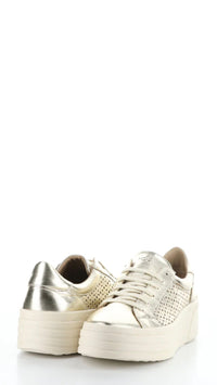 Lolita Gold Lace Up Shoes