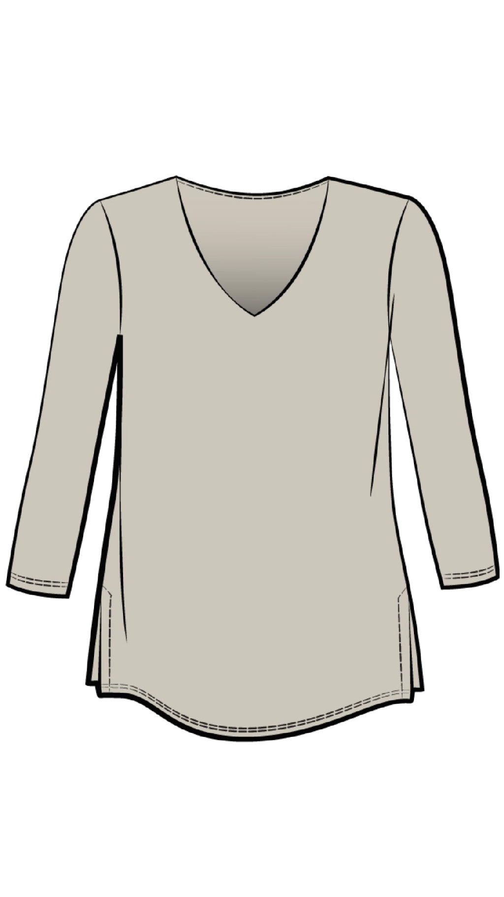 Go To Soft V-Neck Top, 3/4 Sleeves