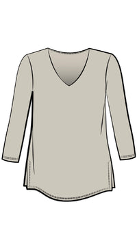 Go To Soft V-Neck Top, 3/4 Sleeves