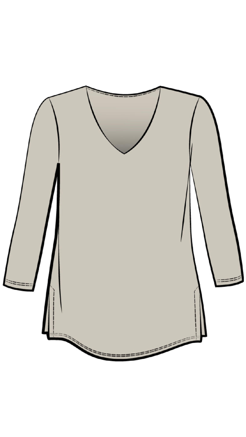 Go To Soft V-Neck Top, 3/4 Sleeves