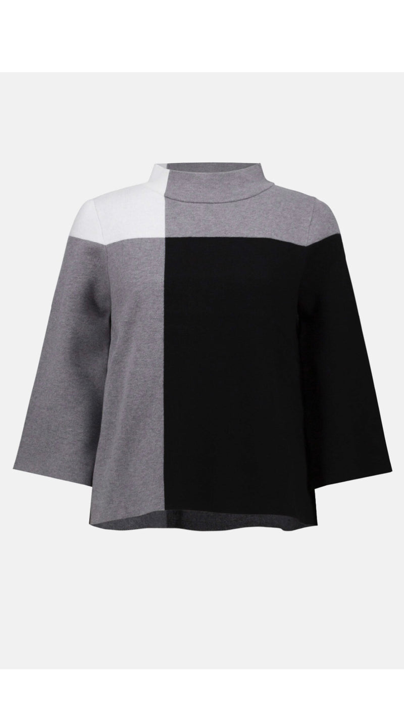 Joseph Ribkoff Jacquard Sweater Colour Blocked Skirt and Pullover Set