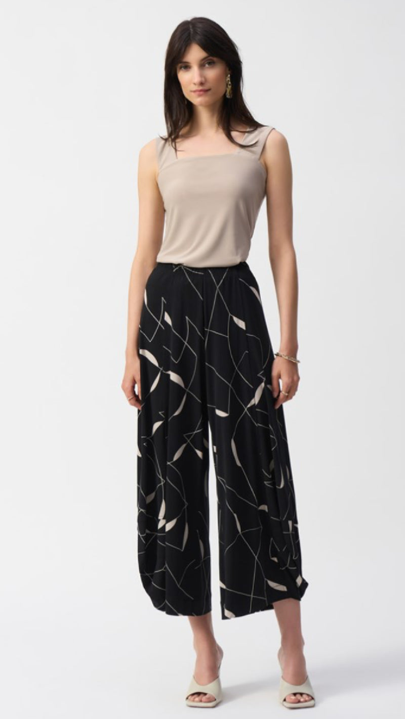 Joseph Ribkoff Silky Knit Geometric Print Culotte Pants