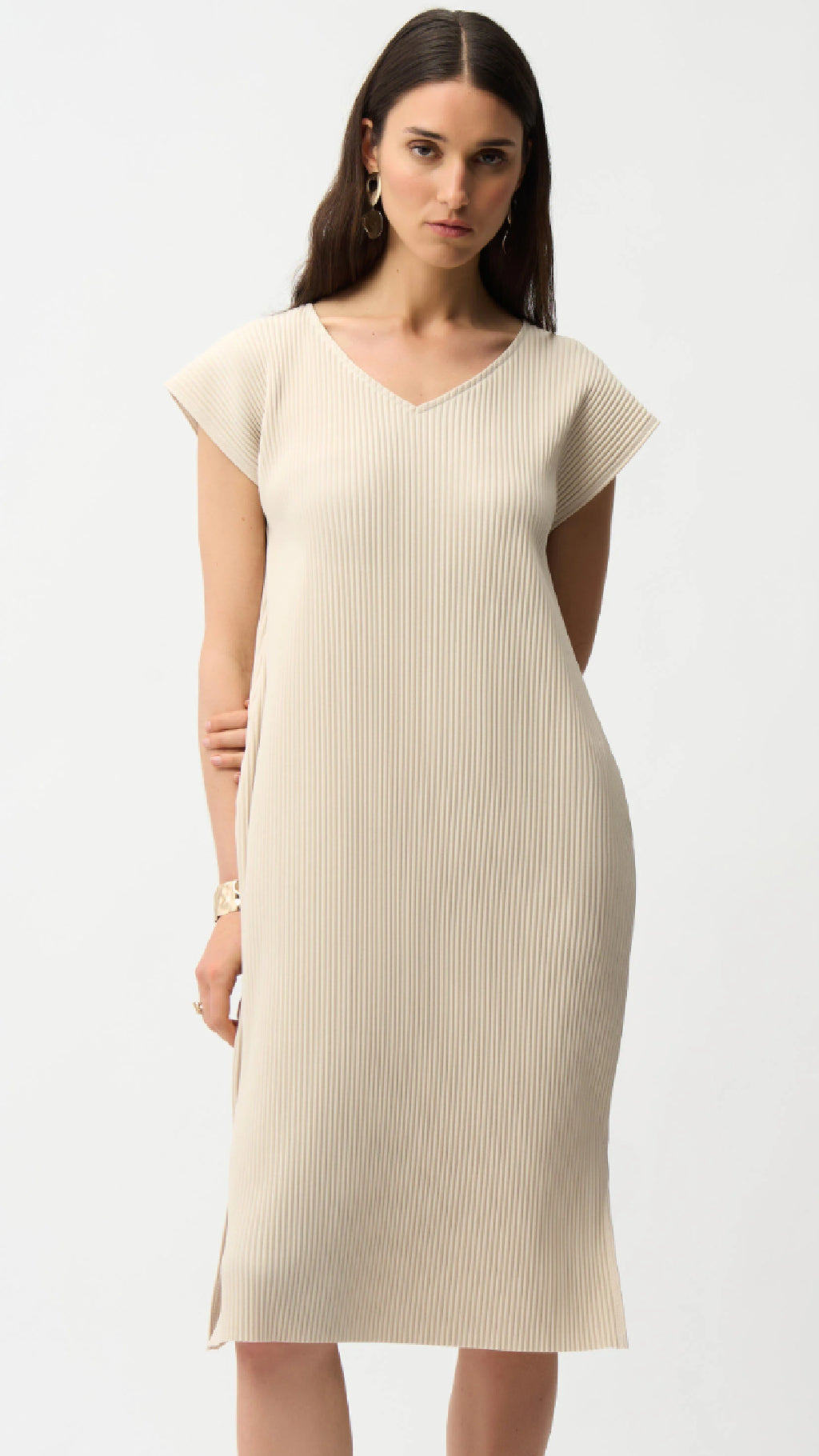 Joseph Ribkoff pleated Scuba Crepe Straight Dress With Pockets