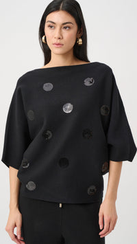 Joseph Ribkoff Brushed Viscose And Nylon Boxy Embroidered Sweater