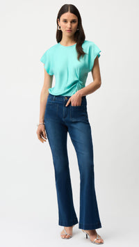 Joseph Ribkoff Recycled Satin Fitted Top with Front Twist Detail (New Spring)