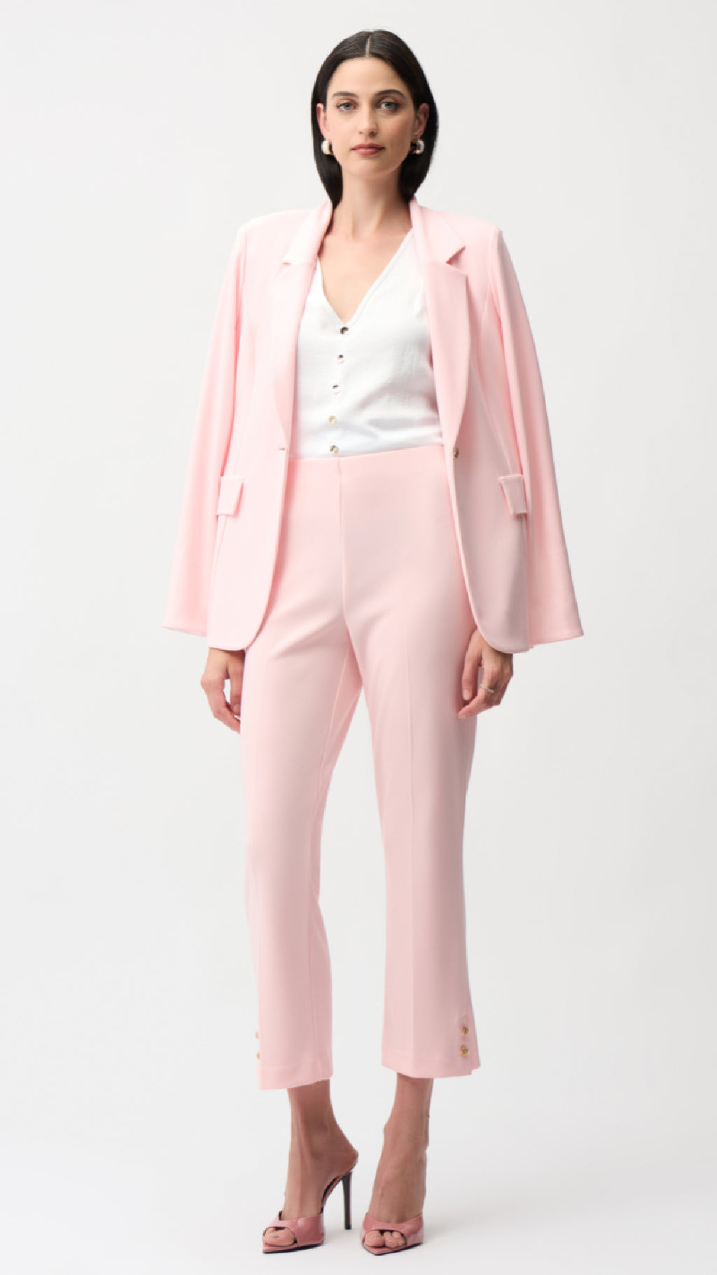 Joseph Ribkoff Recycled Satin Boxy Top With Gold Buttons (New Spring)