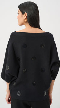 Joseph Ribkoff Brushed Viscose And Nylon Boxy Embroidered Sweater