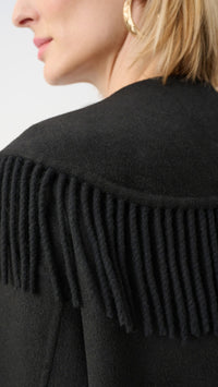 Joseph Ribkoff Wool Blend Shawl Collar Fringed Coat