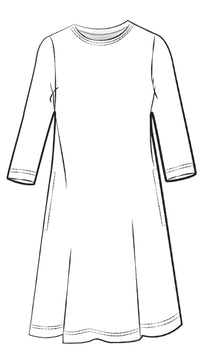 Nu Trapeze Dress, 3/4 Sleeve