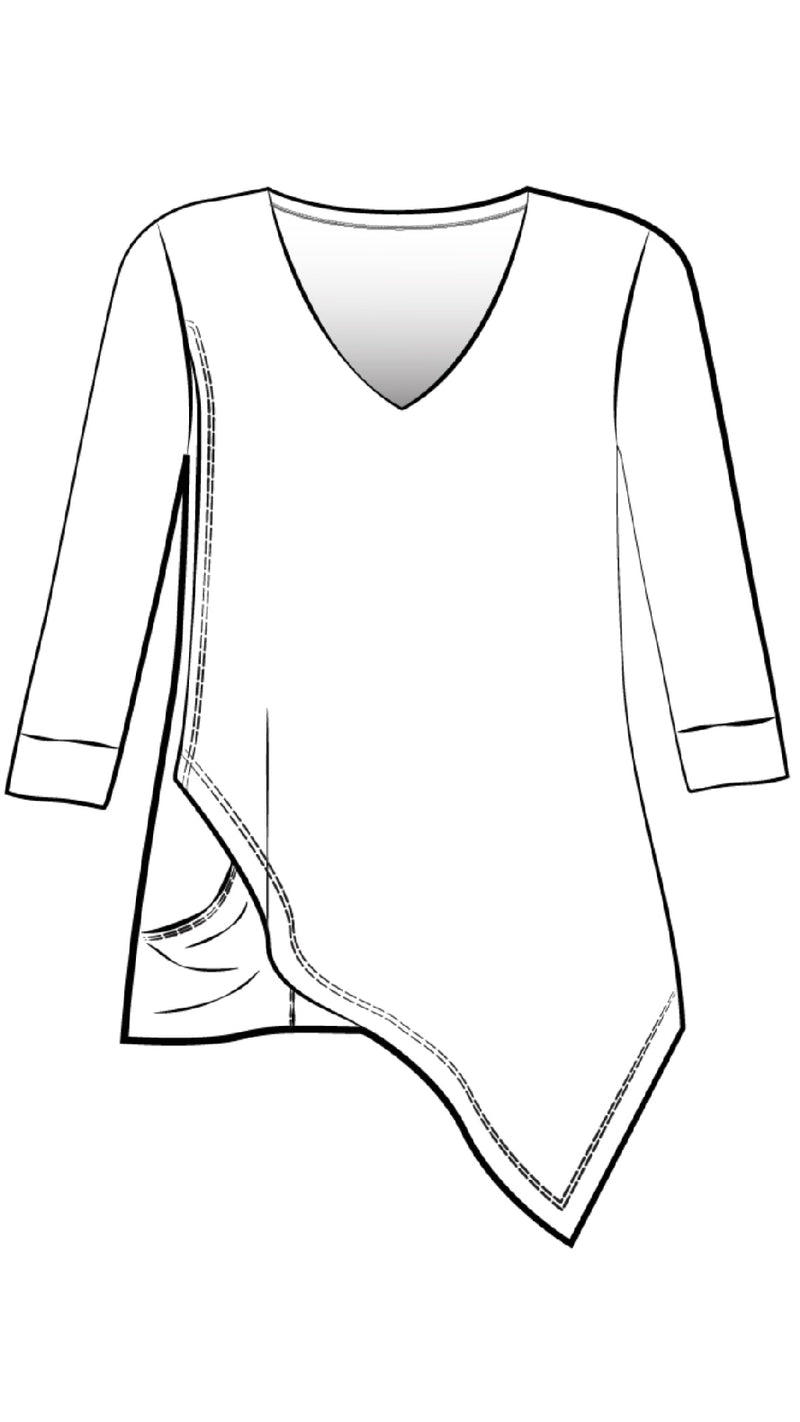 Suitable Secret Pocket Top, 3/4 Length Sleeves