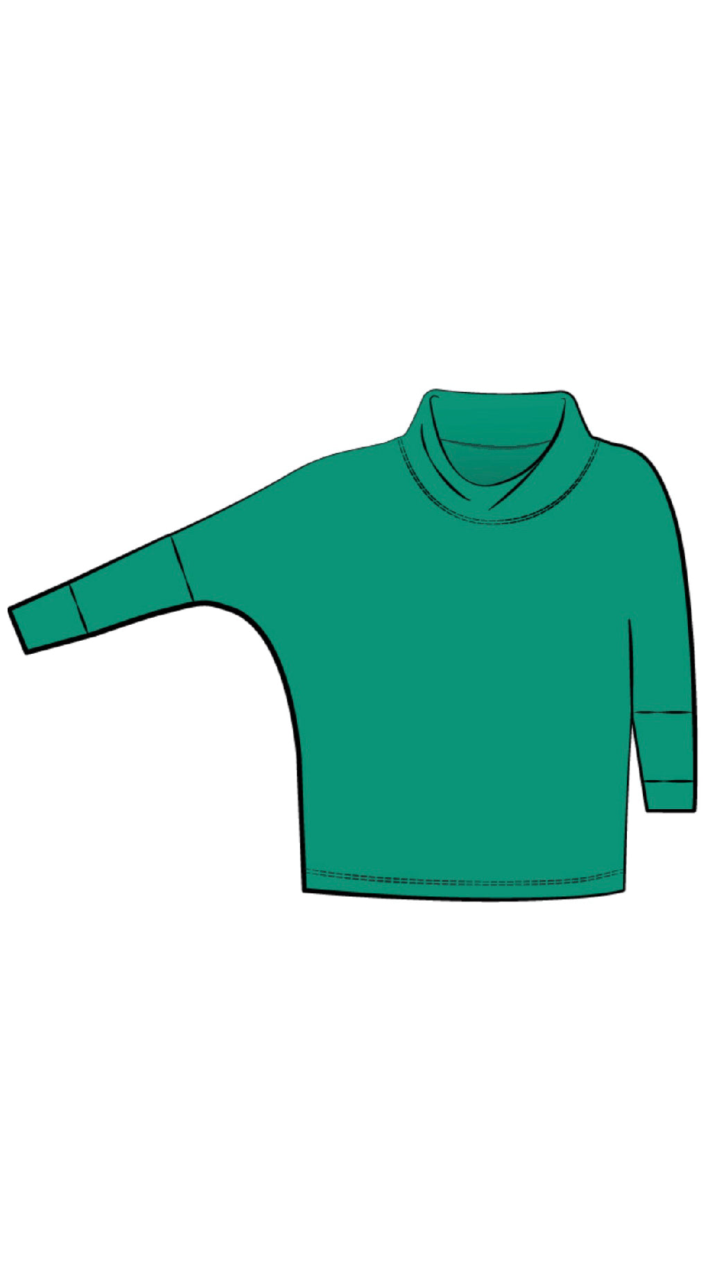 Slouch Sweat Shirt No Ties, 3/4 Sleeve (selected colors on sale)