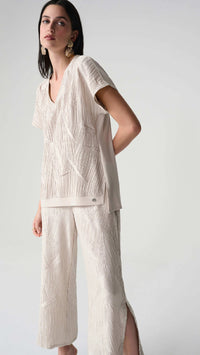 Joseph Ribkoff Pleated Satin Boxy Top and Pull-On Culotte Pants