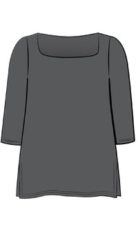 Soft Square Neck Top, 3/4 Sleeve