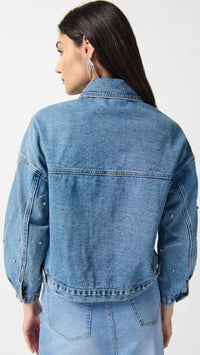 Embellished Denim Boxy Jacket