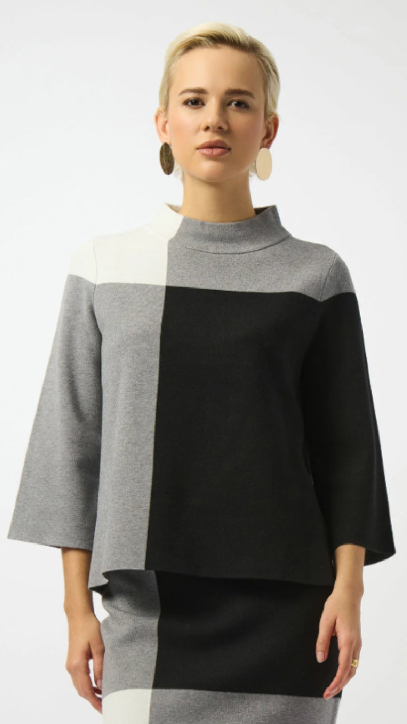 Joseph Ribkoff Jacquard Sweater Colour Blocked Skirt and Pullover Set