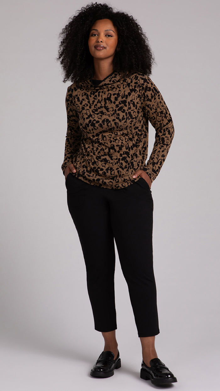 Funnel Neck Top, Animal Sweater (Sale)