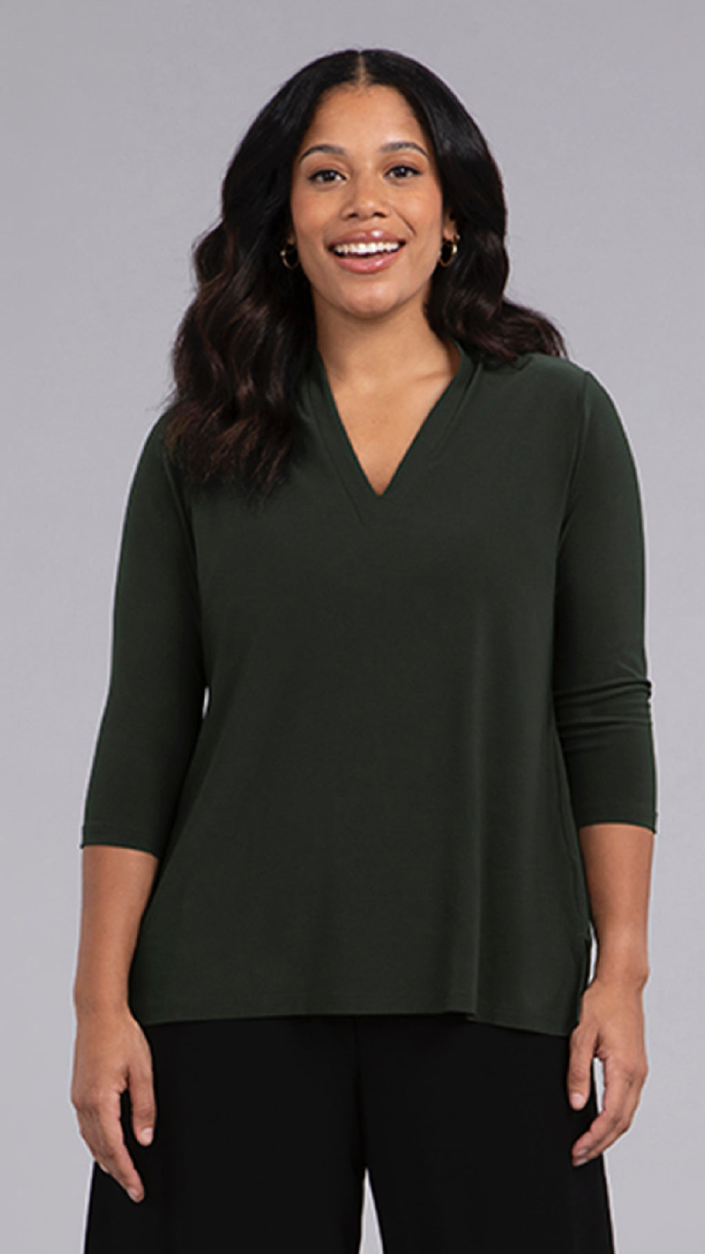 Deep V Top, 3/4 Sleeve (Selected Colours on Sale)