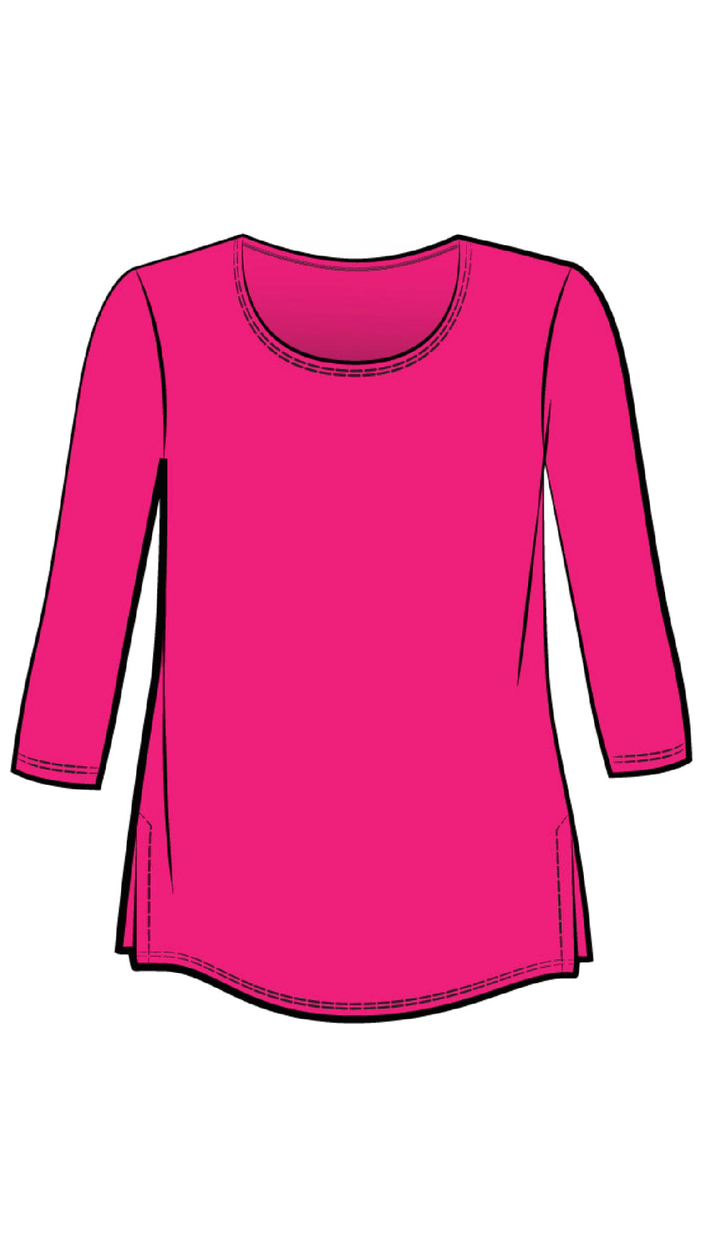 Go To Classic T-Relax, 3/4 Sleeve-Solid Colours (selected colours on Sale)