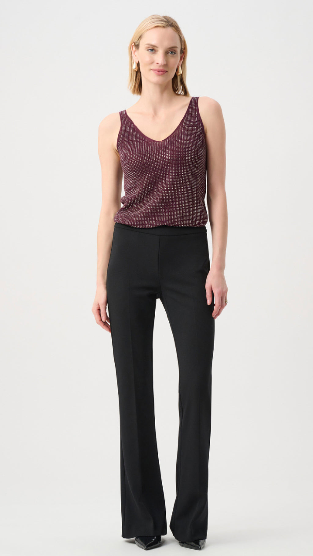 Joseph Ribkoff Metallic Knitted Camisole with Rhinestones