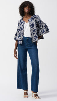 Joseph Ribkoff Abstract Jacquard Trapeze Jacket