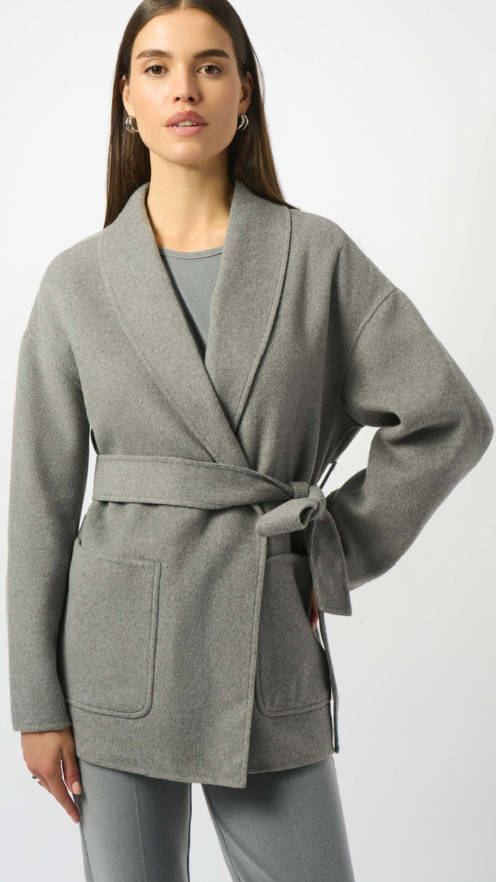 Joseph Ribkoff Wool Blend Belted Coat with Shawl Collar
