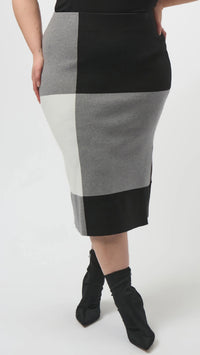 Joseph Ribkoff Jacquard Sweater Colour Blocked Skirt and Pullover Set